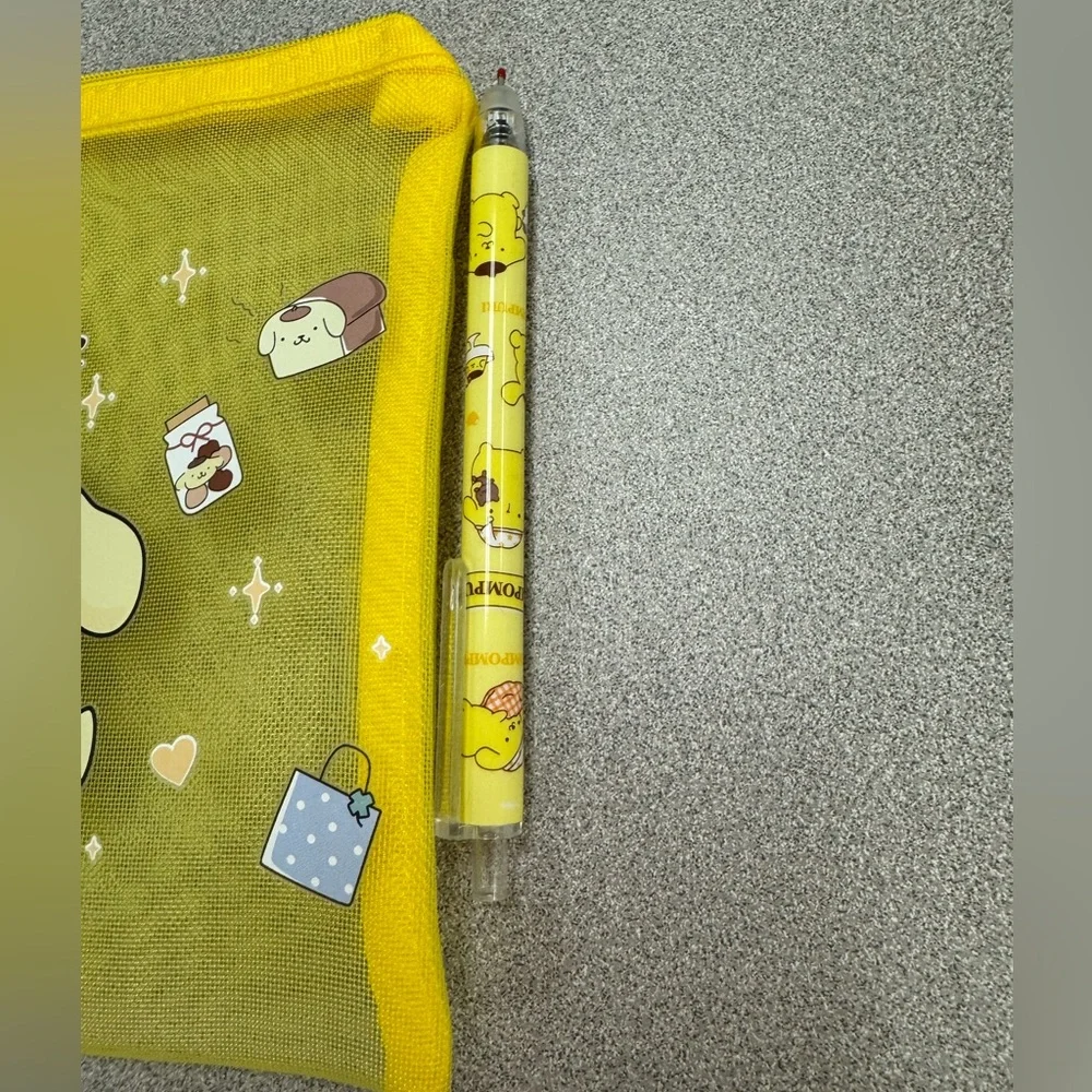 Yellow Pompompurin Mesh Pouch Desk Set Backpack Set